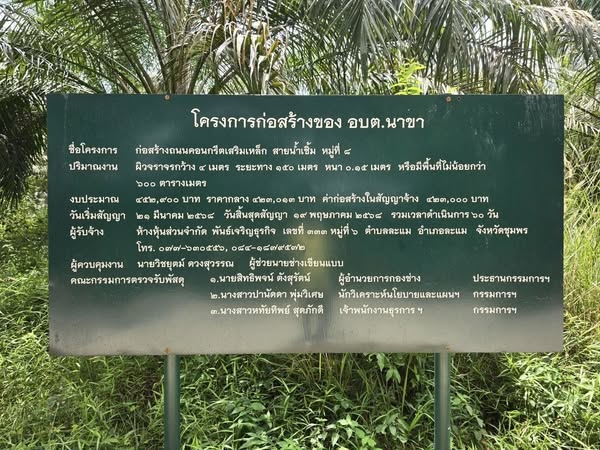 โครงการก่อสร้างถนนคอนกรีตเสริมเหล็กสายน้ำเชิ้ม หมู่ที่ 8 